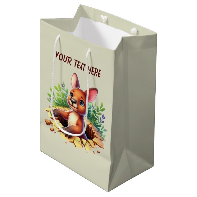 Cute baby Kangaroo customizable  Medium Gift Bag (Front Angled)