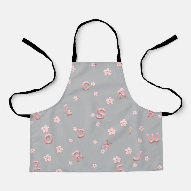Cute baby kids ABC Alphabet flower Children B2S Apron (Front)