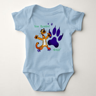 Cute Baby Kids Tiger Tracks Artsy Baby Bodysuit