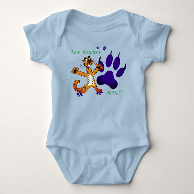 Cute Baby Kids Tiger Tracks Artsy Bodysuit (Front)
