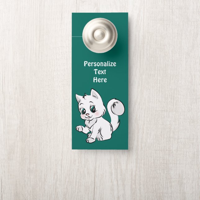 Cute Baby Kitten Adorable Cat Personalised Room Door Hanger (On Knob)