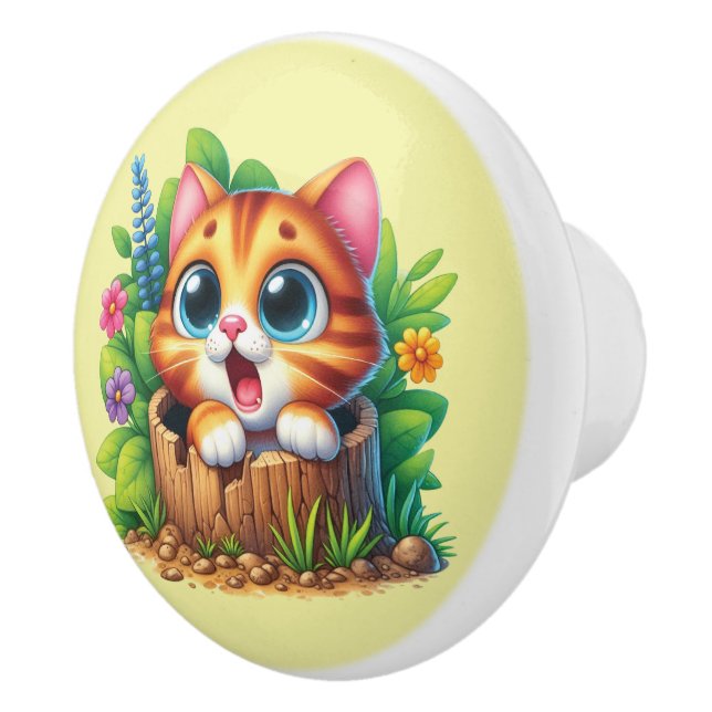 Cute baby kitten Nursery Ceramic Knob (Right)