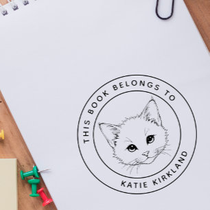 Cute Baby Kitten This Book Belongs To Kid's Name Self-inking Stamp