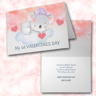 Cute Baby Koala Bear First Valentine's Day Holiday Card