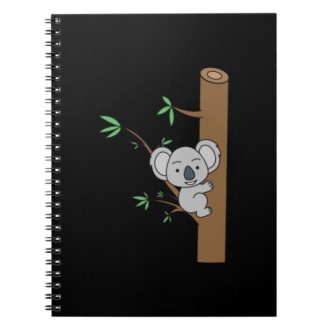 Cute Baby Koala Climbing A Eucalyptus Tree Notebook (Front)