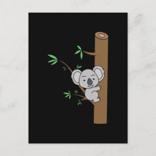 Cute Baby Koala Climbing A Eucalyptus Tree Postcard