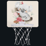 Cute Baby Koala Gold Speckle Custom Name          Mini Basketball Hoop<br><div class="desc">Featuring cute baby koala and flower wreath with gold speckles. Ideal for a birthday gift, nursery decor, kids room art, home decor, and other occasions. Easy customisation of your kids name and font using the "Personalisation button". You can also "Transfer design to a product" on other Zazzle products and adjust...</div>