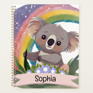 Cute Baby Koala Rainbow Custom Name Planner