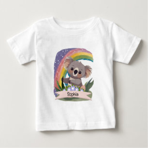 Cute Baby Koala Rainbow Custom Name T-Shirt