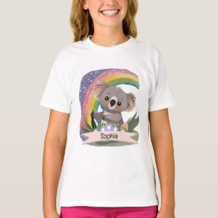 Cute Baby Koala Rainbow Custom Name T-Shirt