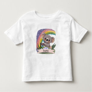Cute Baby Koala Rainbow Custom Name Toddler T-Shirt