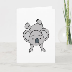 Cute Baby Koala With A Smile Doing A Handstand Card