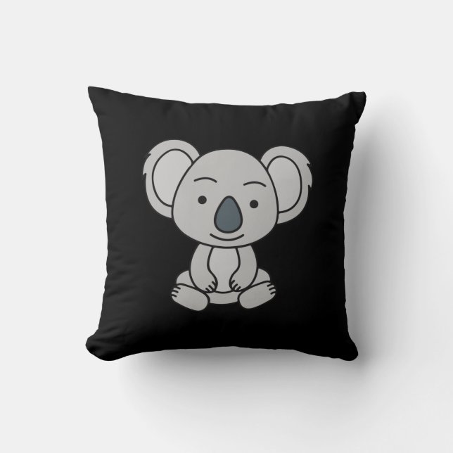 Cute Baby Koala With A Smile Sitting Down Cushion (Front)