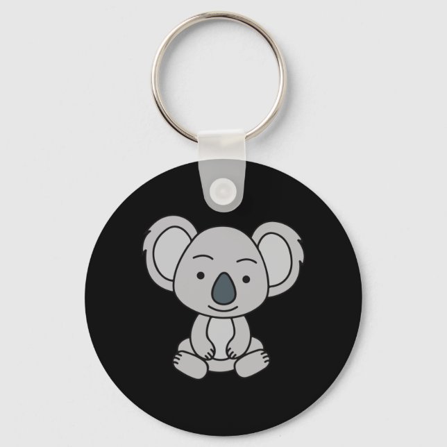 Cute Baby Koala With A Smile Sitting Down Key Ring (Front)