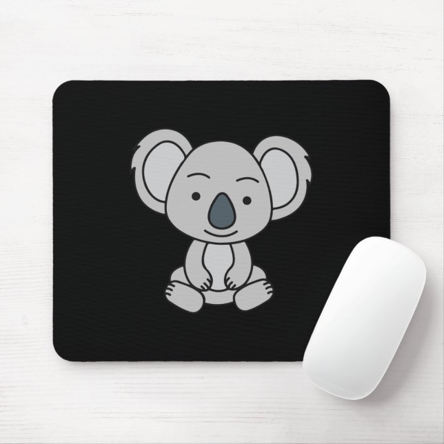 Cute Baby Koala With A Smile Sitting Down Mouse Pad (With Mouse)