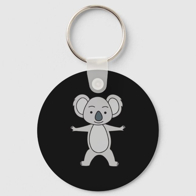 Cute Baby Koala With A Smile Standing Up Key Ring (Front)