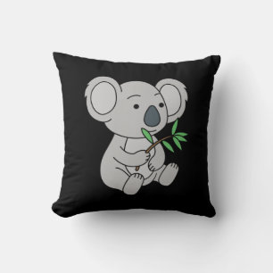 Cute Baby Koala With Eucalyptus Leaves Cushion