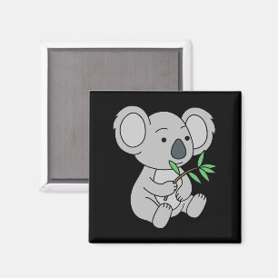 Cute Baby Koala With Eucalyptus Leaves Magnet