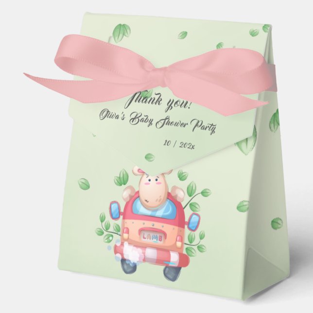 Cute Baby Lamb Baby Shower Favour Box (Front)