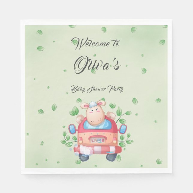 Cute Baby Lamb Baby Shower Paper Napkin (Front)
