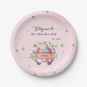 Cute Baby Lamb Baby Shower Paper Plate