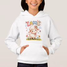 Cute Baby Lamb Illustration with Floral Accents