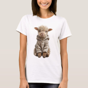 Cute Baby Lamb in Woollen Hoodie T-Shirt