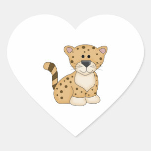 Cute Baby Leopard Heart Sticker
