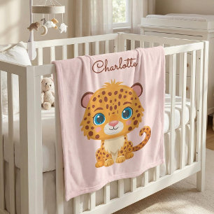 Cute Baby Leopard Safari Animal Kids Fleece Blanket