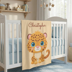 Cute Baby Leopard Safari Animal Kids Fleece Blanket