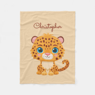 Cute Baby Leopard Safari Animal Kids Fleece Blanket