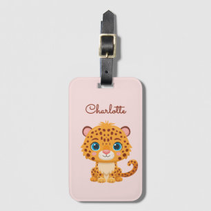 Cute Baby Leopard Safari Animal Kids Luggage Tag
