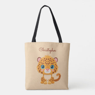 Cute Baby Leopard Safari Animal Kids Tote Bag