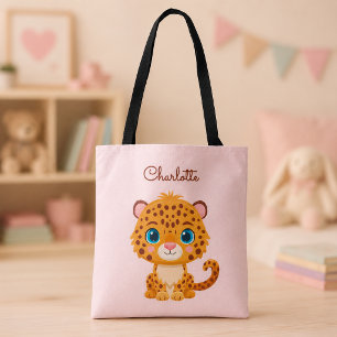 Cute Baby Leopard Safari Animal Kids Tote Bag