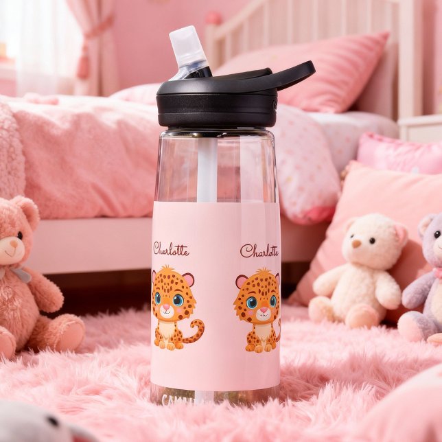 Cute Baby Leopard Safari Animal Kids Water Bottle (Creator Uploaded)