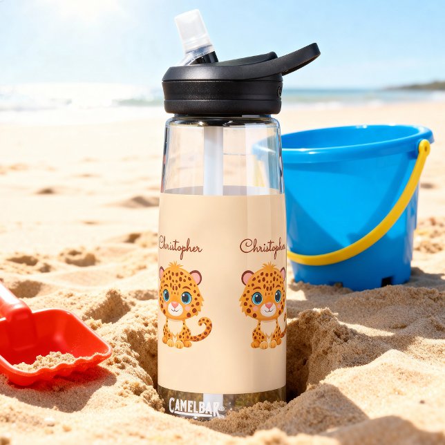 Cute Baby Leopard Safari Animal Kids Water Bottle (Creator Uploaded)