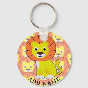 Cute Baby Lion All Over Print Pattern Key Ring