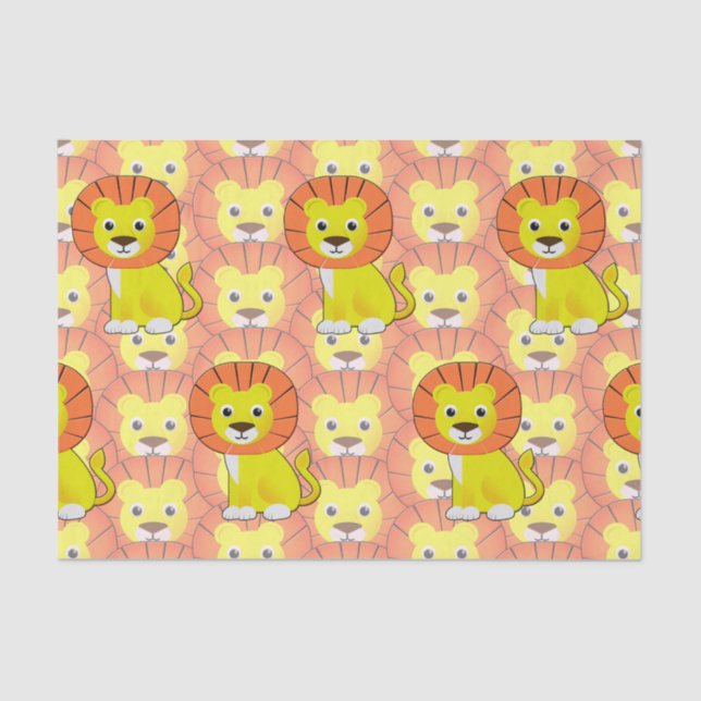 Cute Baby Lion All Over Print Pattern Tissue Paper (Front)
