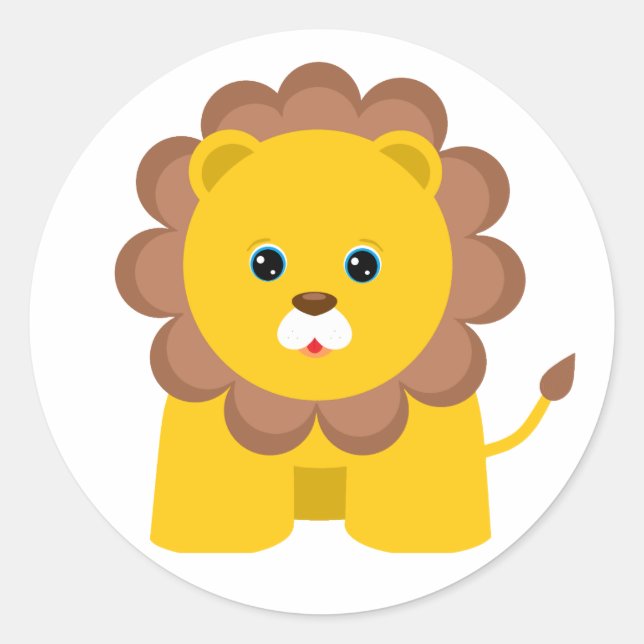 Cute Baby Lion Classic Round Sticker (Front)
