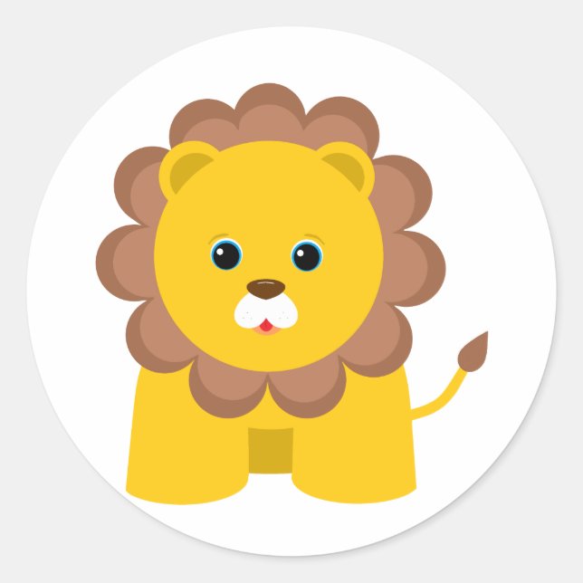 Cute Baby Lion Classic Round Sticker (Front)