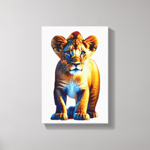 Cute Baby Lion Cub Art for Wildlife Lovers Canvas Print
