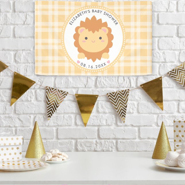 Cute Baby Lion Cub Gender Neutral Baby Shower Banner (Creator Uploaded)