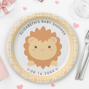 Cute Baby Lion Cub Gender Neutral Baby Shower Paper Plate