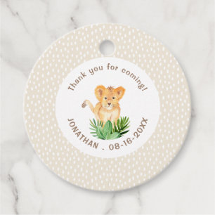 Cute Baby Lion Jungle Rain Thank You Birthday Favour Tags