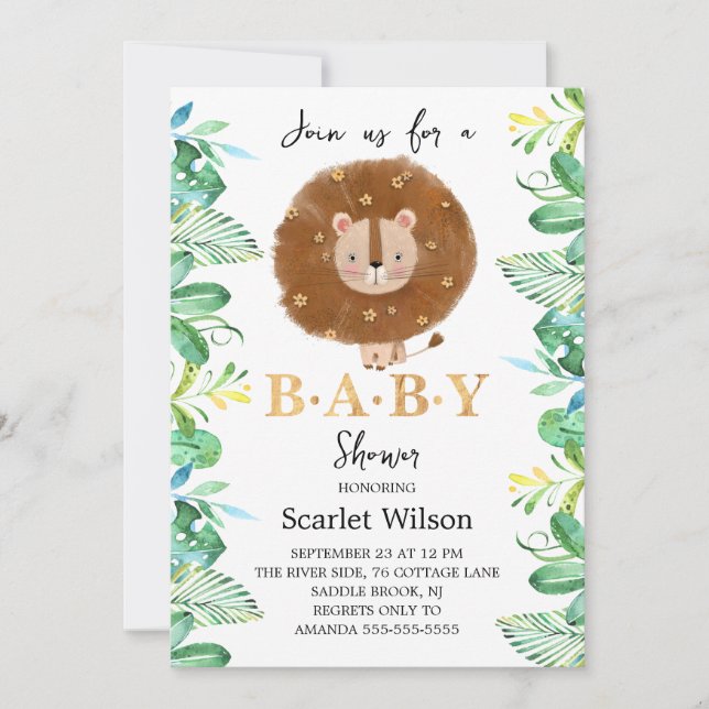 Cute Baby Lion King Baby Shower Invitation (Front)