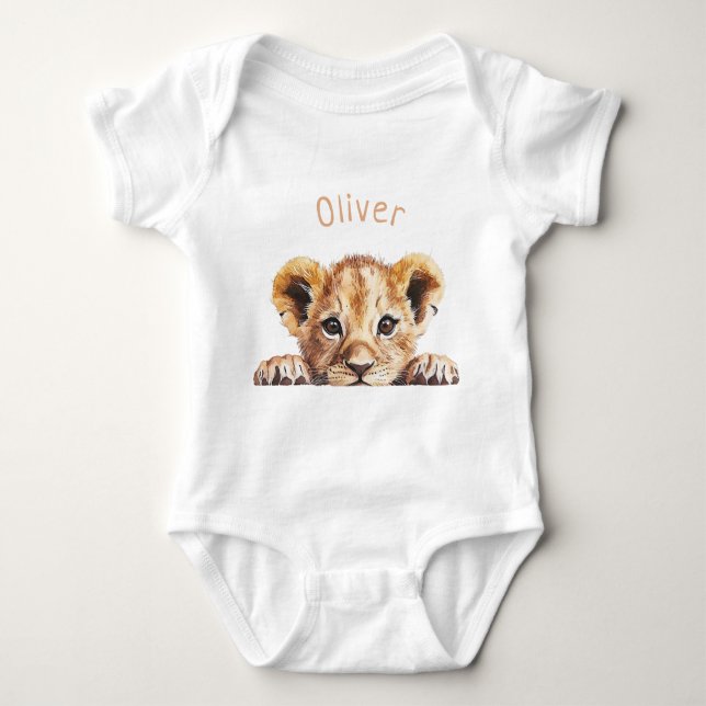Cute Baby Lion Personalised Baby Bodysuit (Front)
