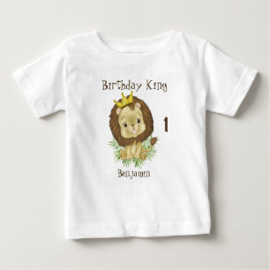 Cute Baby Lion Watercolor Theme Birthday King Baby T-Shirt