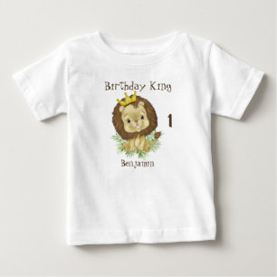 Cute Baby Lion Watercolor Theme Birthday King T-Shirt