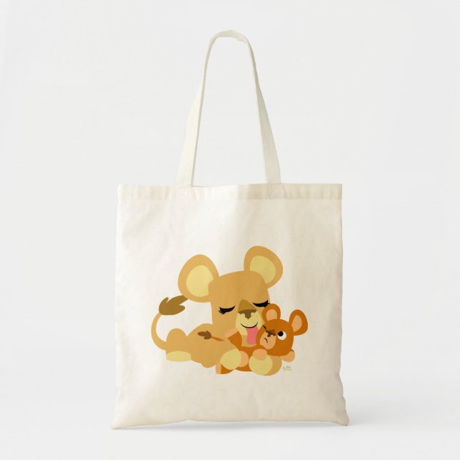 Cute Baby Lion's Bath Tote Bag (Front)