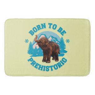 Cute Baby Mammoth Prehistoric Kids Birthday Bath Mat